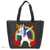 Dabbing Unicorn Hearts Rainbow Valentine's Day Tote Bag thumb 0
