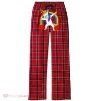 Dabbing Unicorn Hearts Rainbow Valentine's Day Women's Flannel Plaid Pajama Pants thumb 0