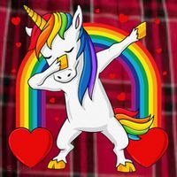 Dabbing Unicorn Hearts Rainbow Valentine's Day Women's Flannel Plaid Pajama Pants thumb 2