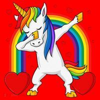 Dabbing Unicorn Hearts Rainbow Valentine's Day Santa Hat thumb 1