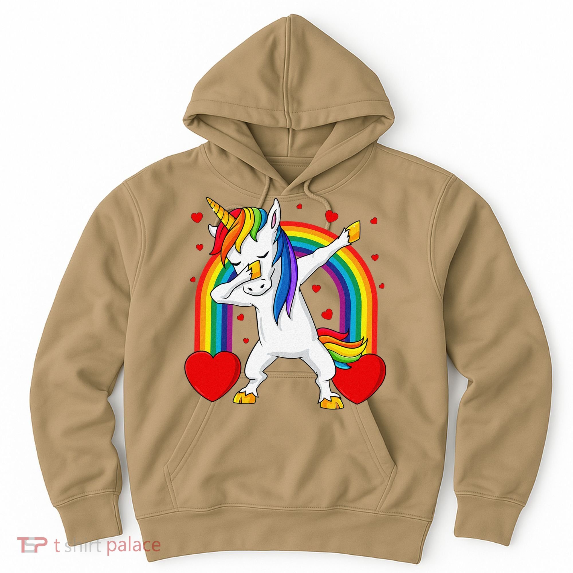 Dabbing Unicorn Hearts Rainbow Valentine's Day Hoodie