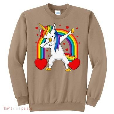 Dabbing Unicorn Hearts Rainbow Valentine's Day Sweatshirt