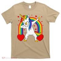 Dabbing Unicorn Hearts Rainbow Valentine's Day T-Shirt thumb 0