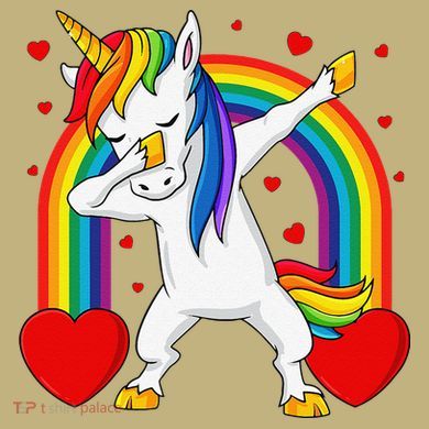 Dabbing Unicorn Hearts Rainbow Valentine's Day Button