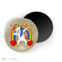 Dabbing Unicorn Hearts Rainbow Valentine's Day Magnet thumb 0