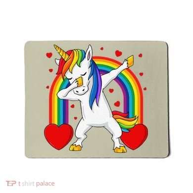 Dabbing Unicorn Hearts Rainbow Valentine's Day Mousepad