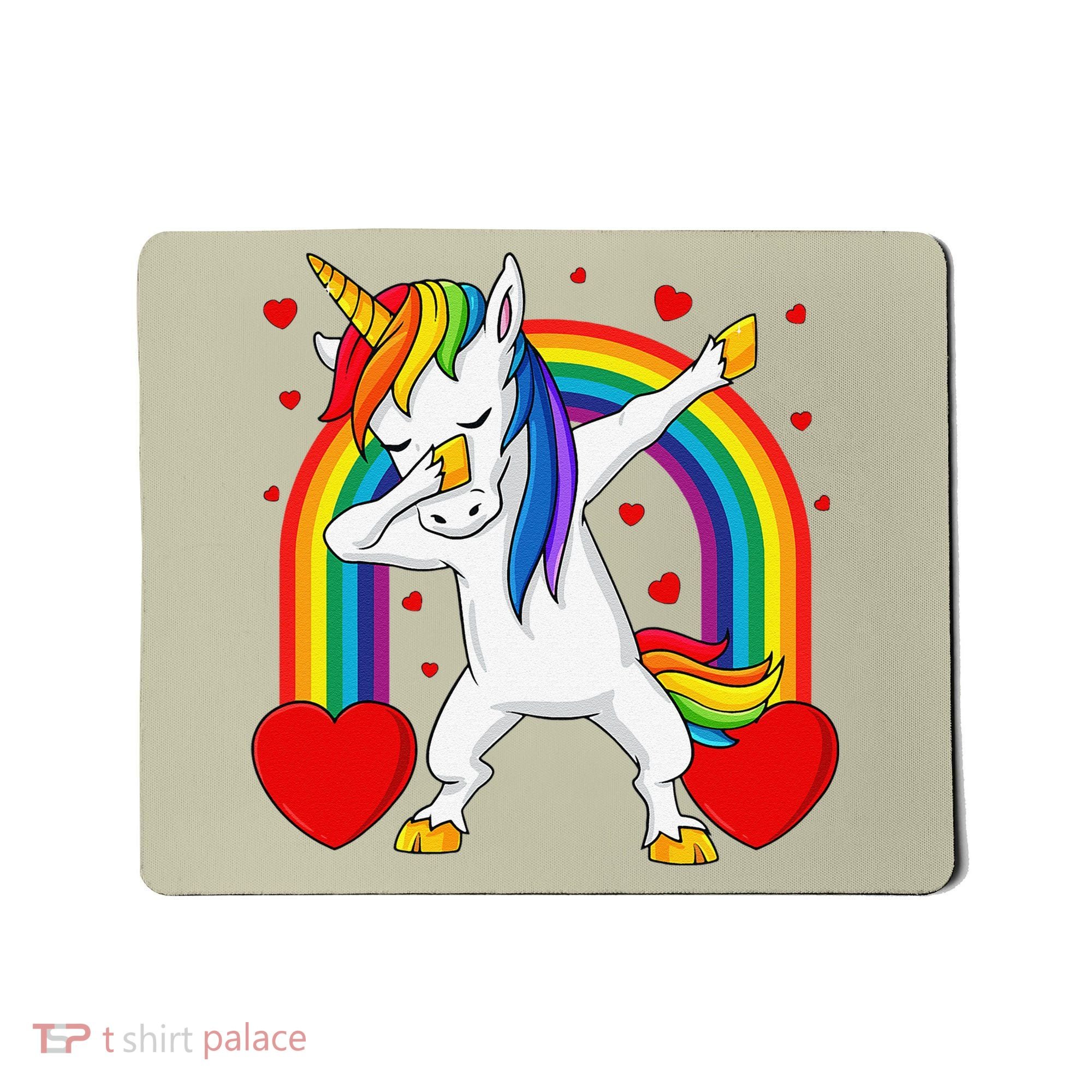 Dabbing Unicorn Hearts Rainbow Valentine's Day Mousepad