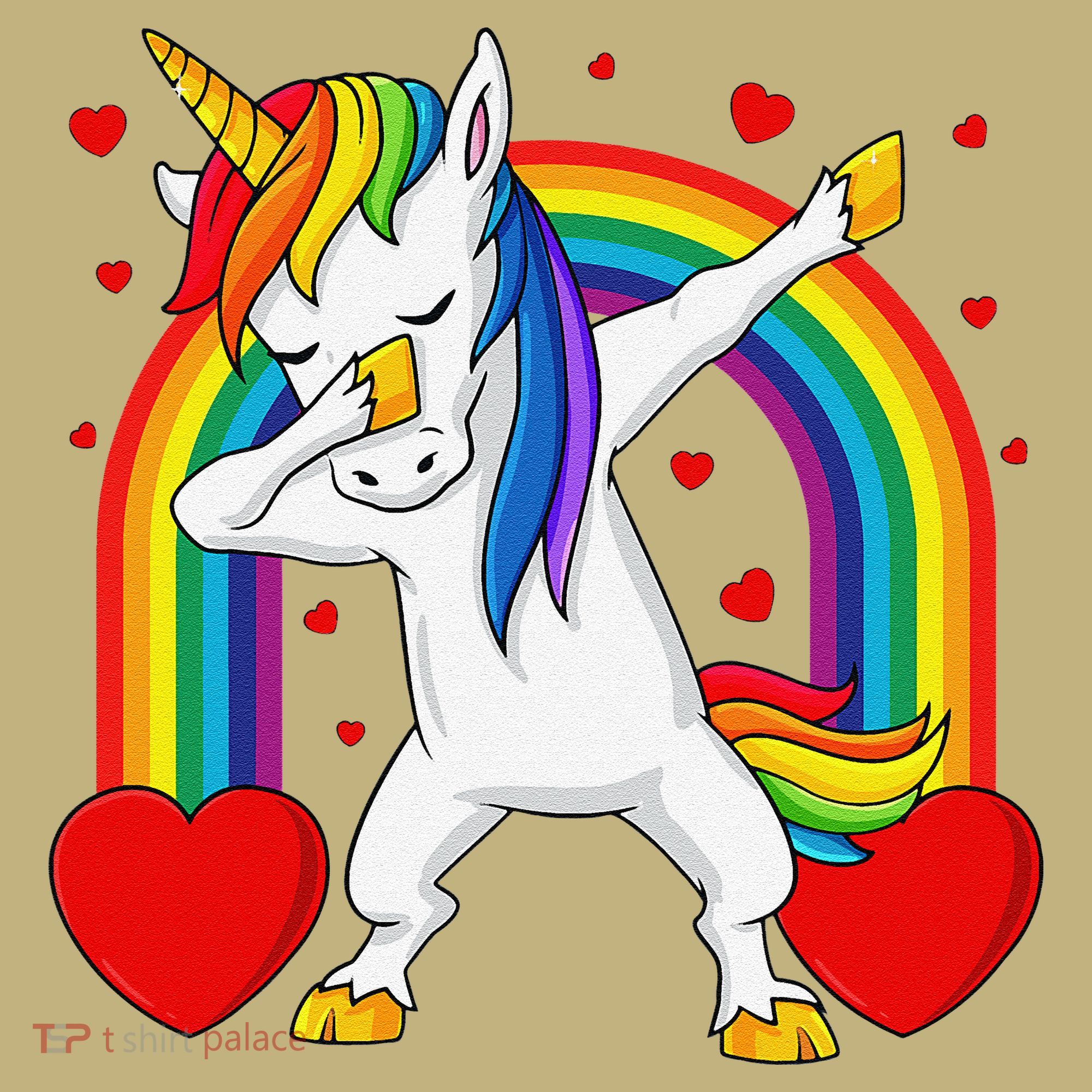 Dabbing Unicorn Hearts Rainbow Valentine's Day Mousepad