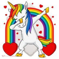 Dabbing Unicorn Hearts Rainbow Valentine's Day Ceramic Ornament thumb 2