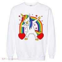 Dabbing Unicorn Hearts Rainbow Valentine's Day Garment-Dyed Sweatshirt thumb 0