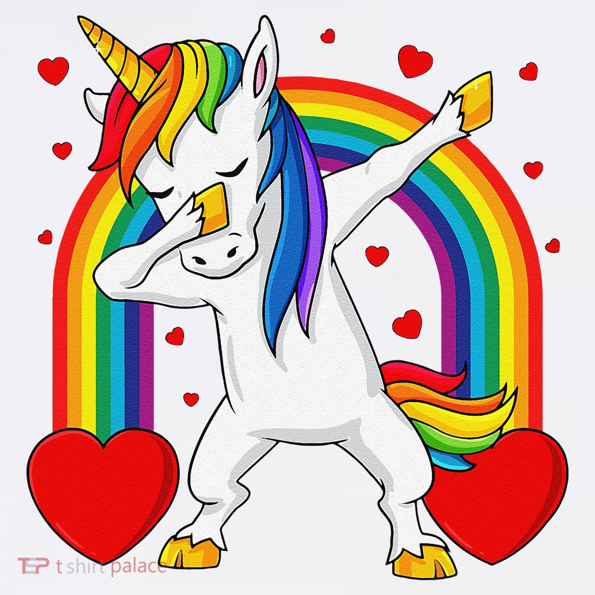 Dabbing Unicorn Hearts Rainbow Valentine's Day Garment-Dyed Sweatshirt