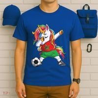 Dab Unicorn Morocco Football Soccer Jersey Moroccan Flag Gift T-Shirt thumb 6