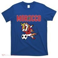 Dabbing Unicorn Morocco Soccer Fans Jersey Moroccan Flag Gift T-Shirt thumb 0