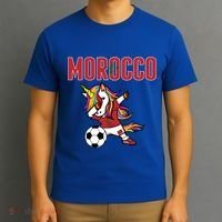 Dabbing Unicorn Morocco Soccer Fans Jersey Moroccan Flag Gift T-Shirt thumb 3