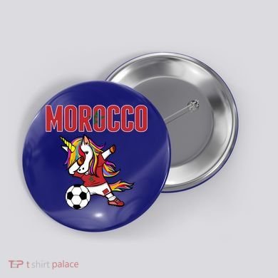 Dabbing Unicorn Morocco Soccer Fans Jersey Moroccan Flag Gift Button