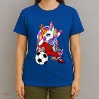 Dabbing Unicorn Morocco Soccer Fans Jersey Moroccan Football Cool Gift T-Shirt thumb 4