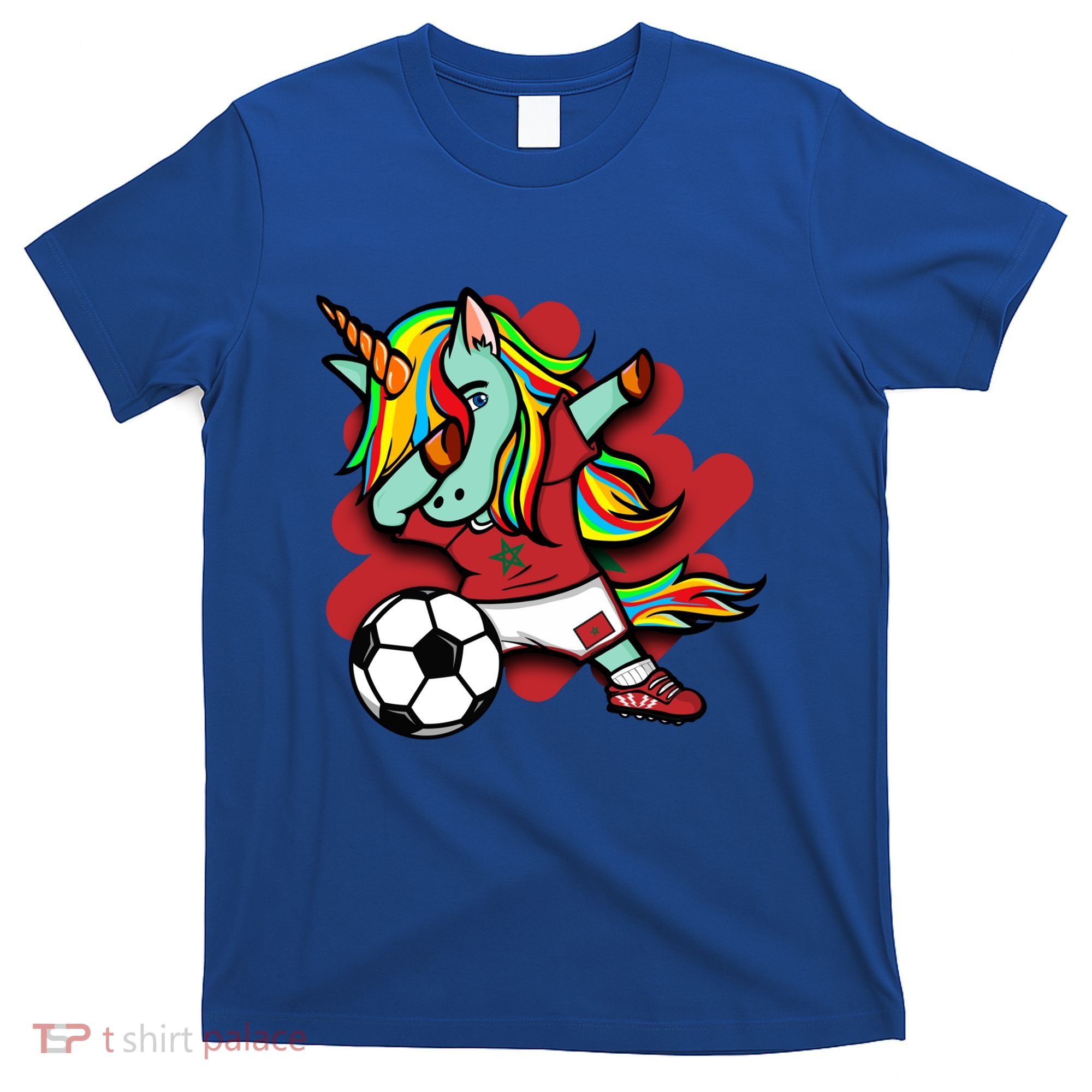 Dabbing Unicorn Morocco Soccer Lovers Jersey Moroccan Sports Gift T-Shirt