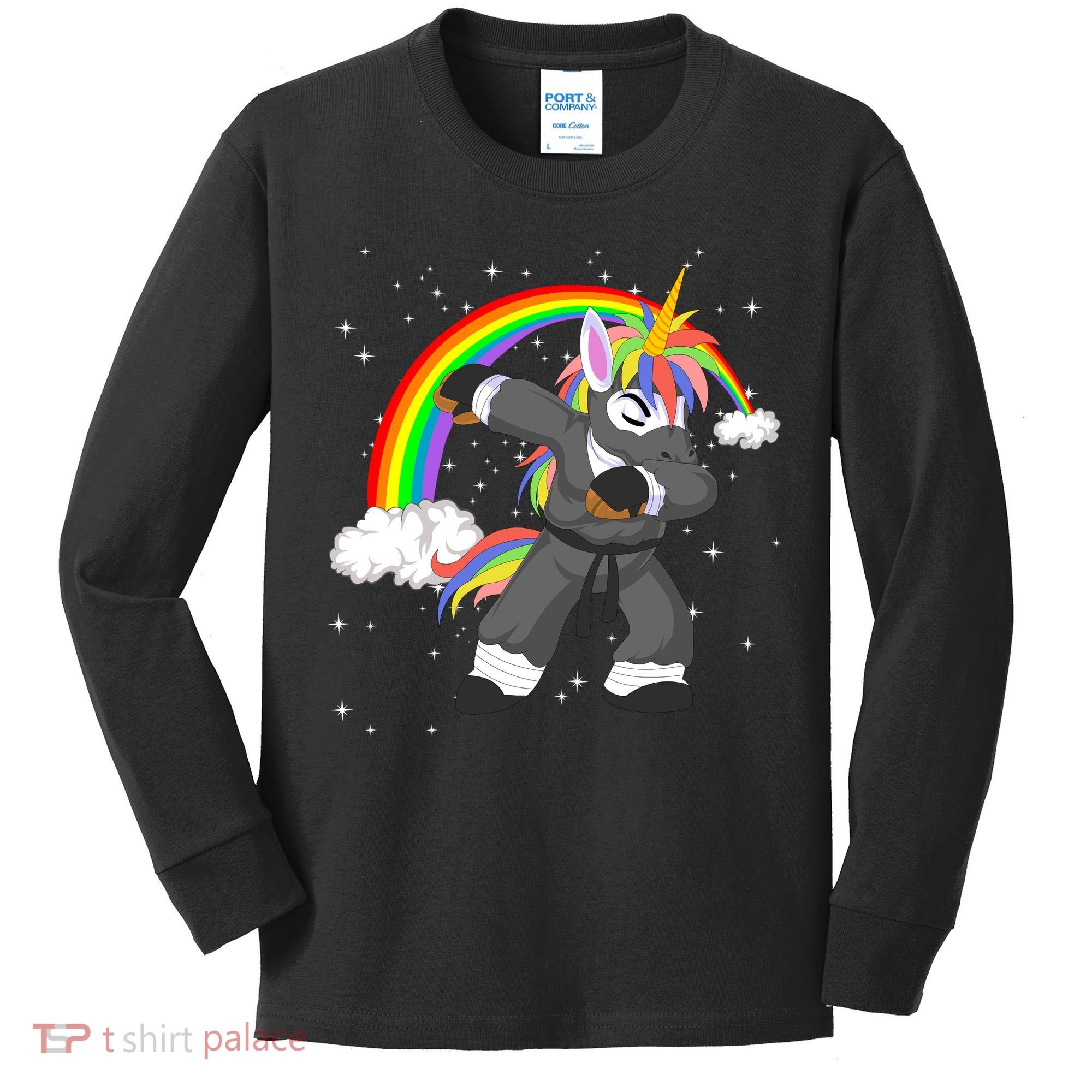 Dabbing Unicorn Ninja Kids Long Sleeve Shirt