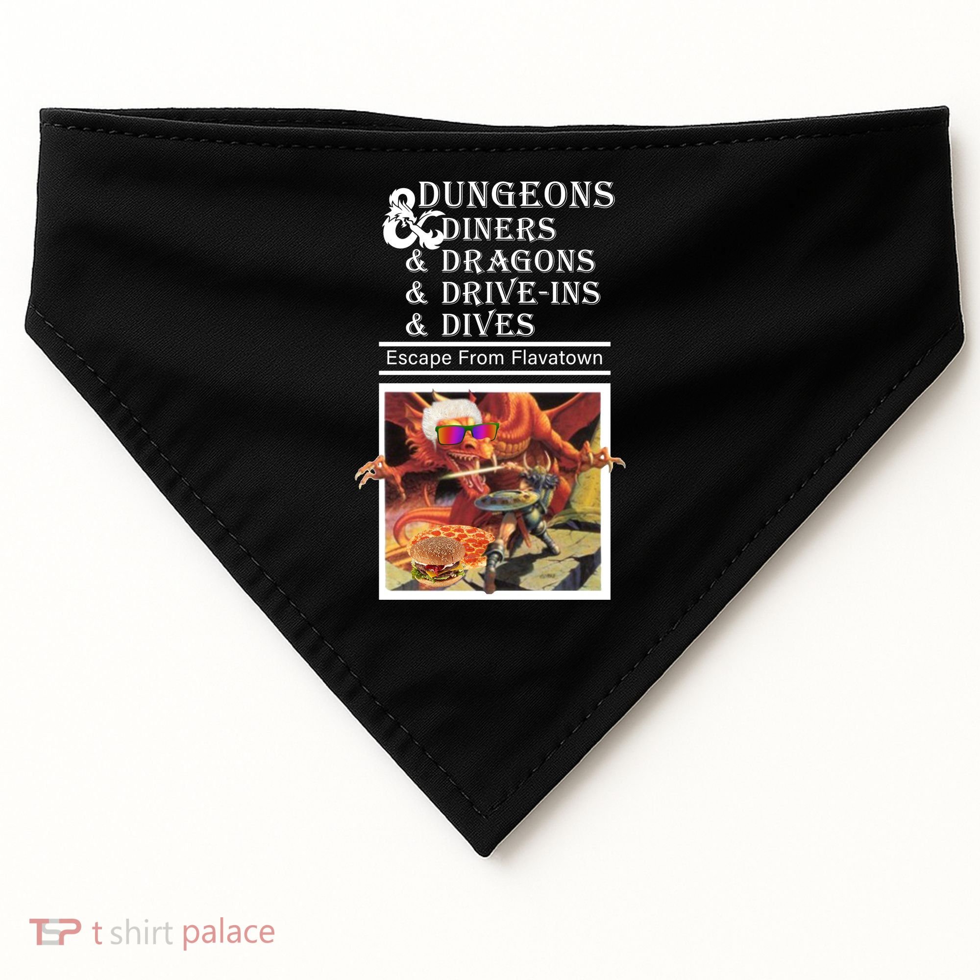 Dungeons & Diners & Dragons & Drive-Ins & Dives USA-Made Doggie Bandana