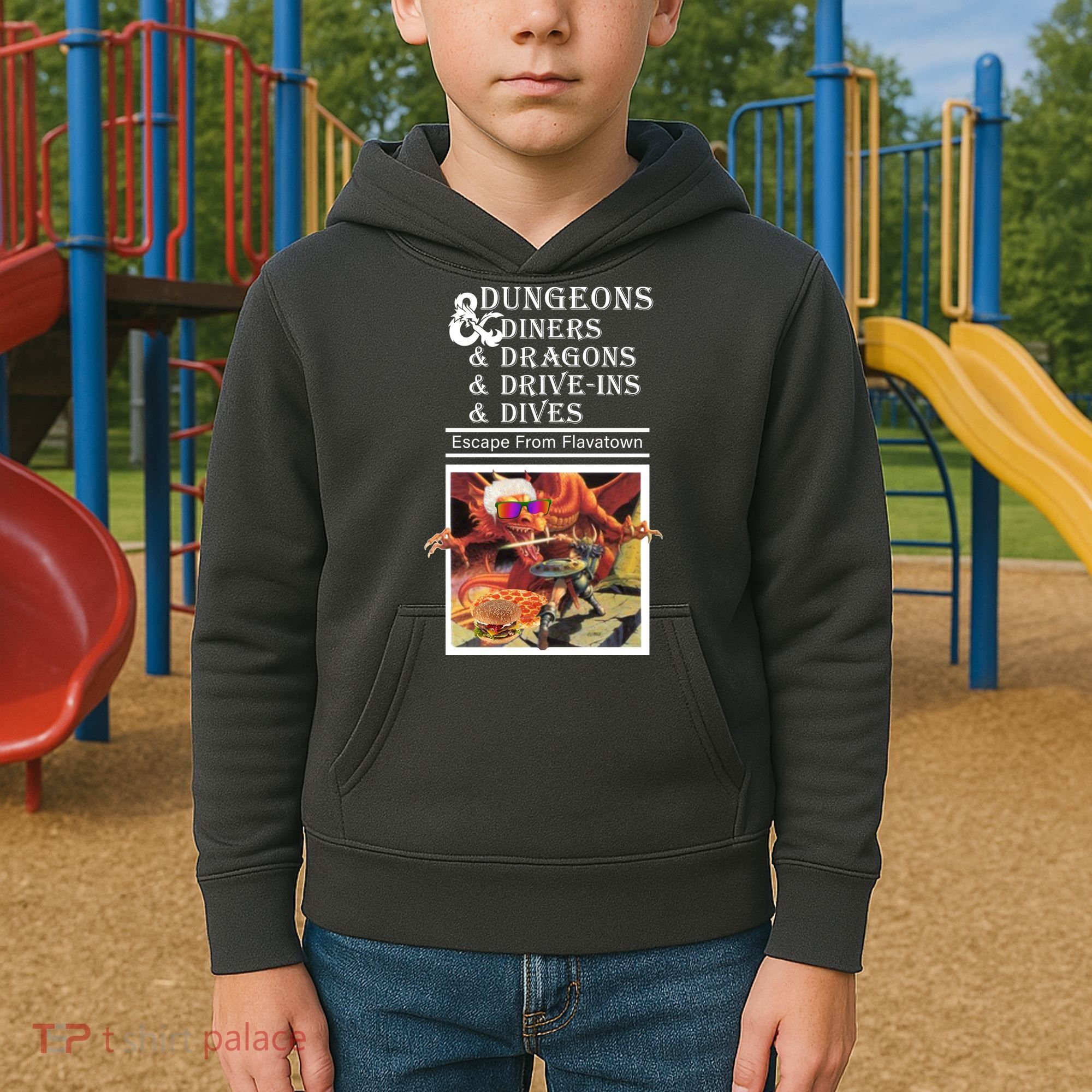 Dungeons & Diners & Dragons & Drive-Ins & Dives Kids Hoodie