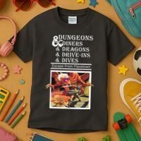 Dungeons & Diners & Dragons & Drive-Ins & Dives Kids T-Shirt thumb 3