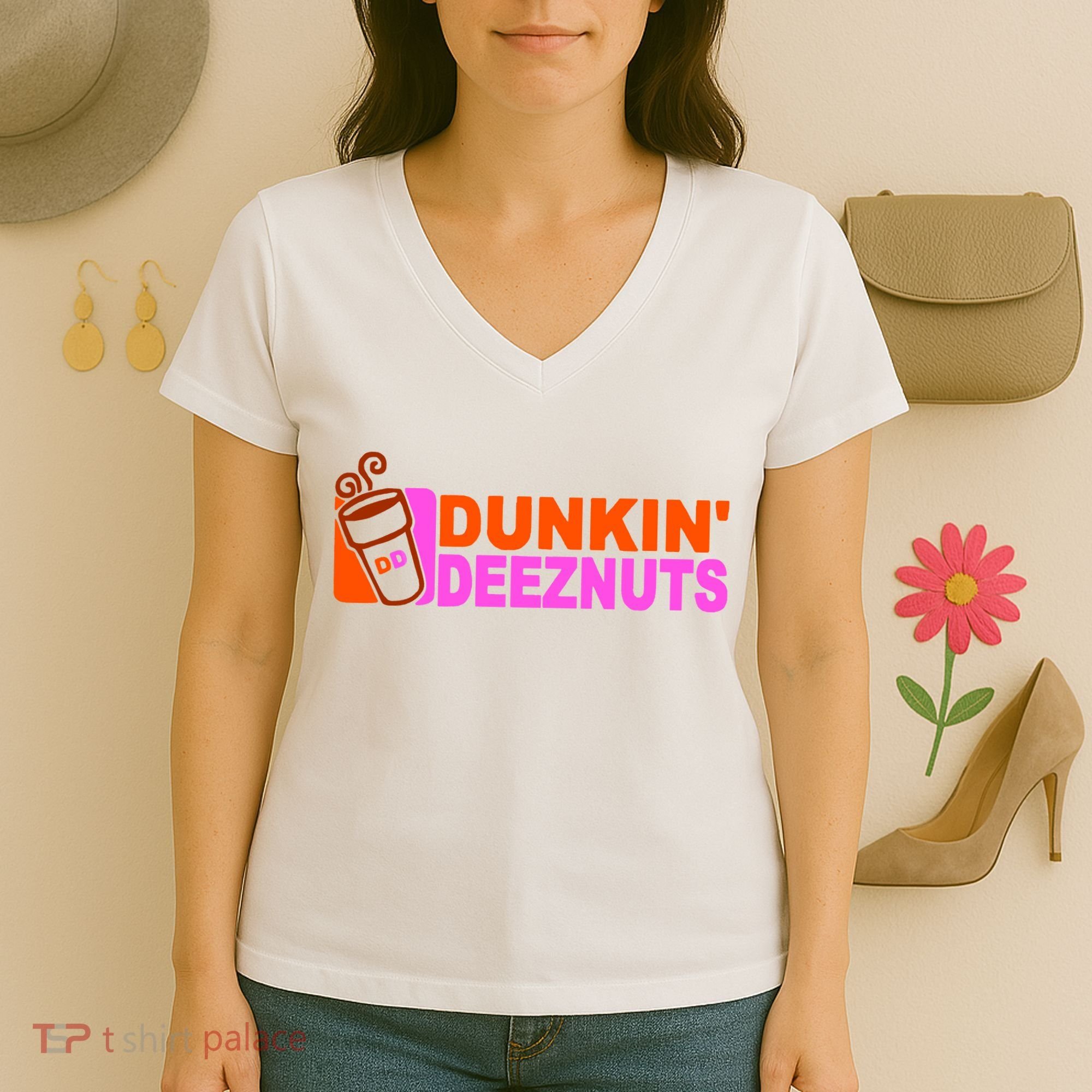 Dunkin Deeznuts Women's V-Neck T-Shirt