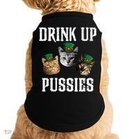 Drink Up Pussies Funny Cat Drinking St Patricks Day Doggie Tank thumb 0