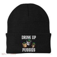 Drink Up Pussies Funny Cat Drinking St Patricks Day Beanie thumb 0