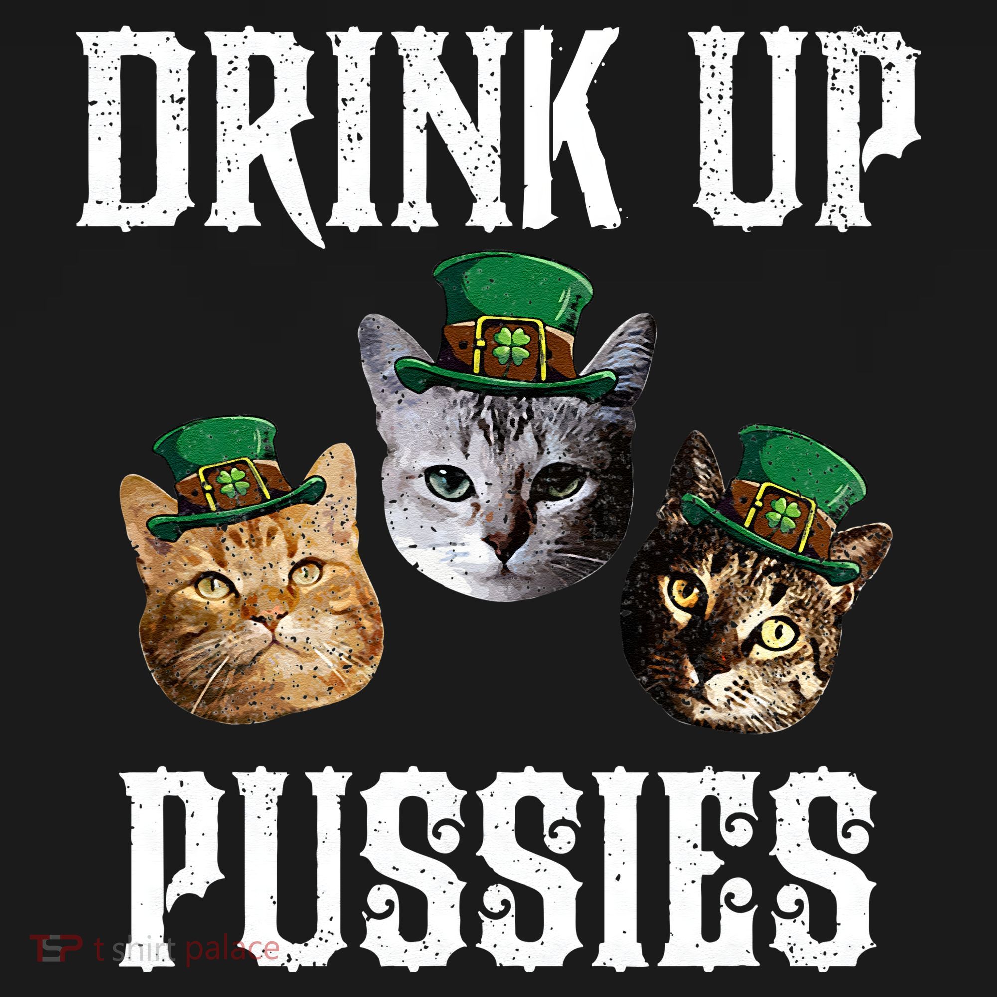 Drink Up Pussies Funny Cat Drinking St Patricks Day Women's Tank Top