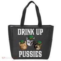 Drink Up Pussies Funny Cat Drinking St Patricks Day Tote Bag thumb 0