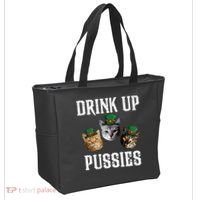 Drink Up Pussies Funny Cat Drinking St Patricks Day Tote Bag thumb 2