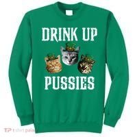 Drink Up Pussies Funny Cat Drinking St Patricks Day Sweatshirt thumb 0