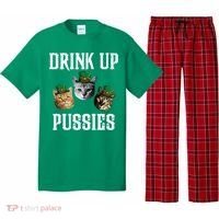 Drink Up Pussies Funny Cat Drinking St Patricks Day Pajama Set thumb 0