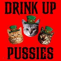 Drink Up Pussies Funny Cat Drinking St Patricks Day Santa Hat thumb 1