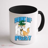 Drink Up Pussy Cat Distressed Saint Patrick's Day Coffee Mug thumb 1
