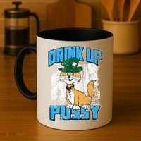 Drink Up Pussy Cat Distressed Saint Patrick's Day Coffee Mug thumb 4