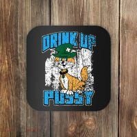 Drink Up Pussy Cat Distressed Saint Patrick's Day Coaster thumb 0