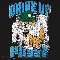 Drink Up Pussy Cat Distressed Saint Patrick's Day Women's Hoodie thumb 2