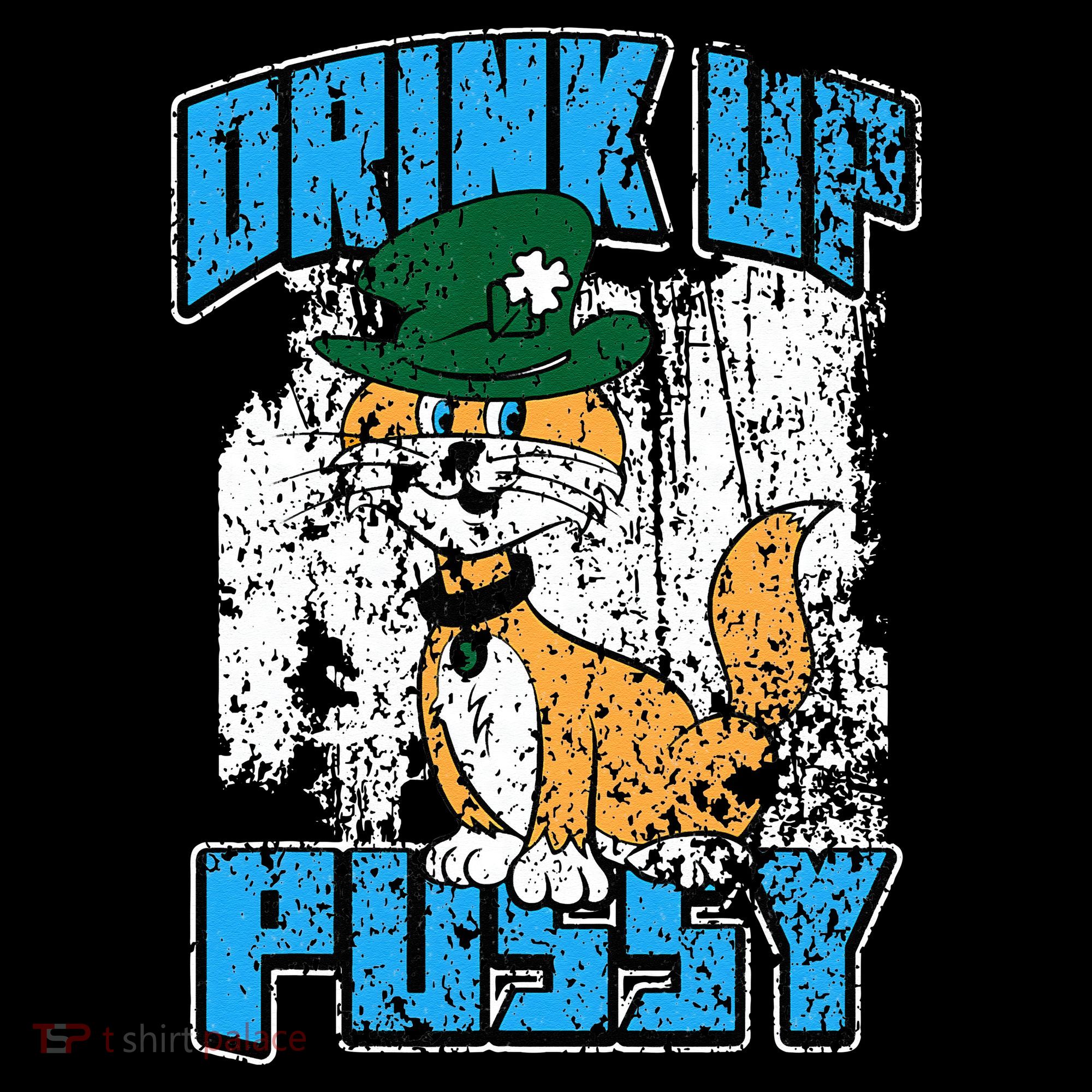 Drink Up Pussy Cat Distressed Saint Patrick's Day Women's Hoodie