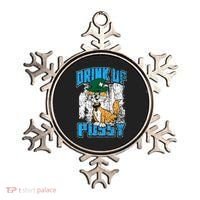 Drink Up Pussy Cat Distressed Saint Patrick's Day Ornament thumb 0