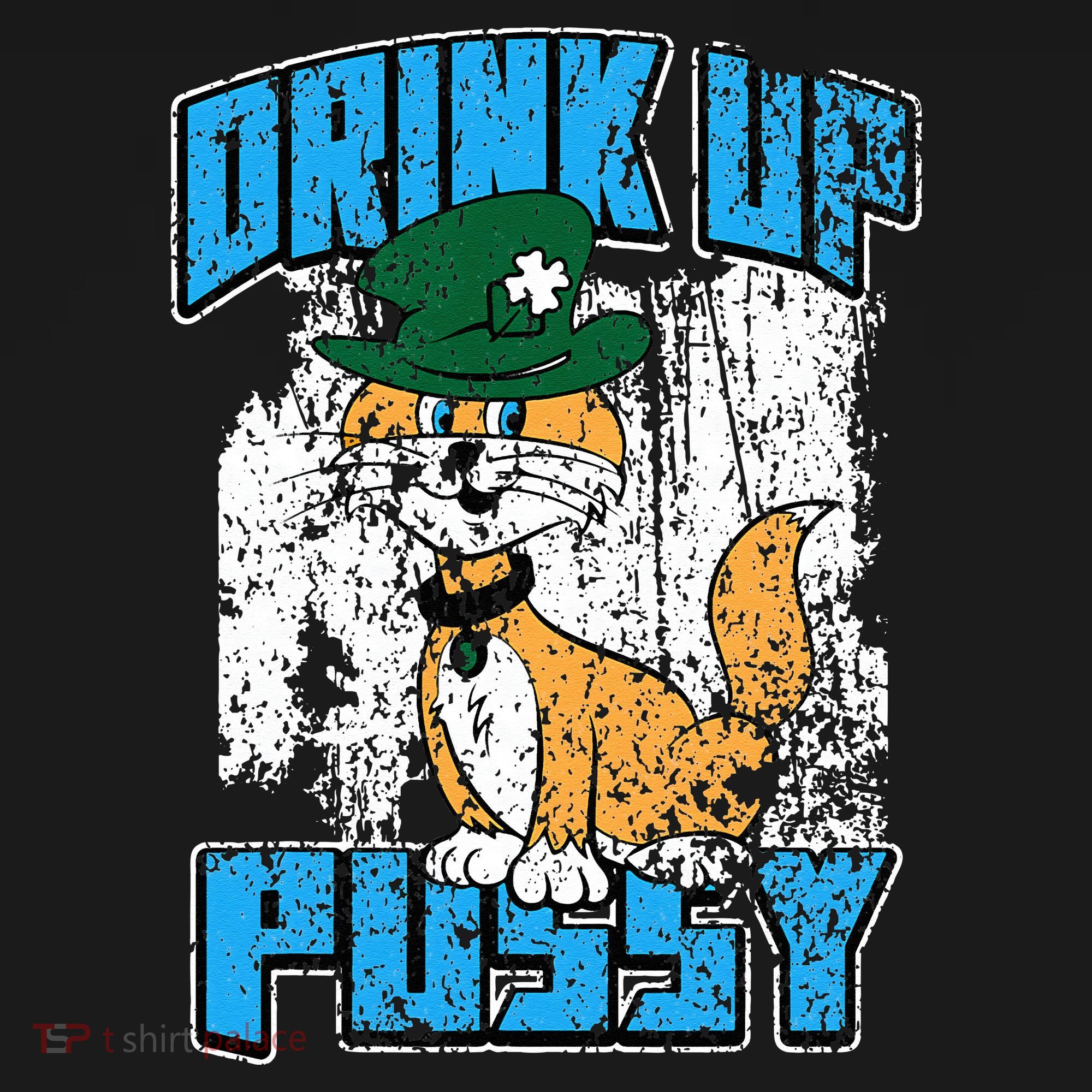 Drink Up Pussy Cat Distressed Saint Patrick's Day Women's Tank Top