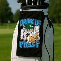 Drink Up Pussy Cat Distressed Saint Patrick's Day Golf Towel thumb 2