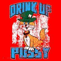 Drink Up Pussy Cat Distressed Saint Patrick's Day Santa Hat thumb 1