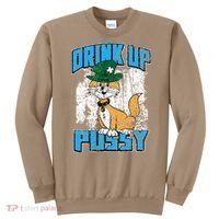 Drink Up Pussy Cat Distressed Saint Patrick's Day Sweatshirt thumb 0