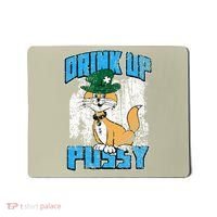 Drink Up Pussy Cat Distressed Saint Patrick's Day Mousepad thumb 0