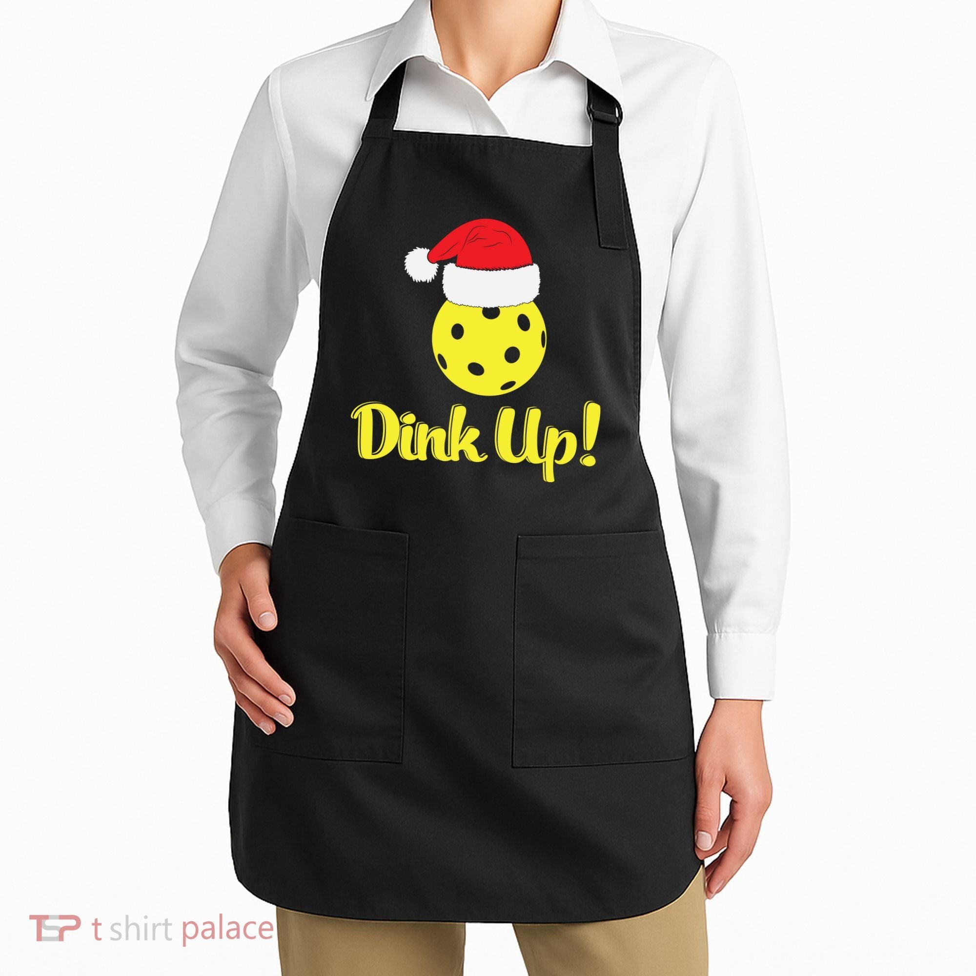 Dink Up Pickleball Christmas Santa Hat Apron
