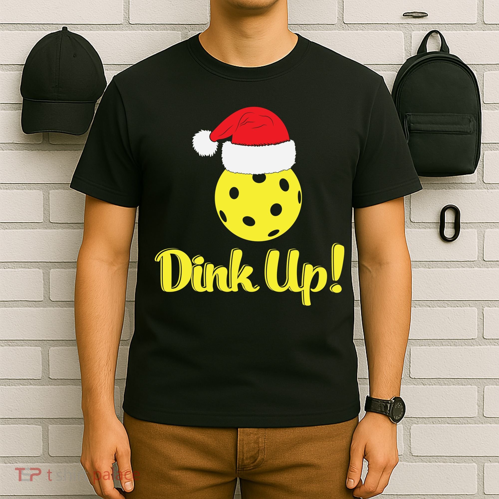 Dink Up Pickleball Christmas Santa Hat T-Shirt