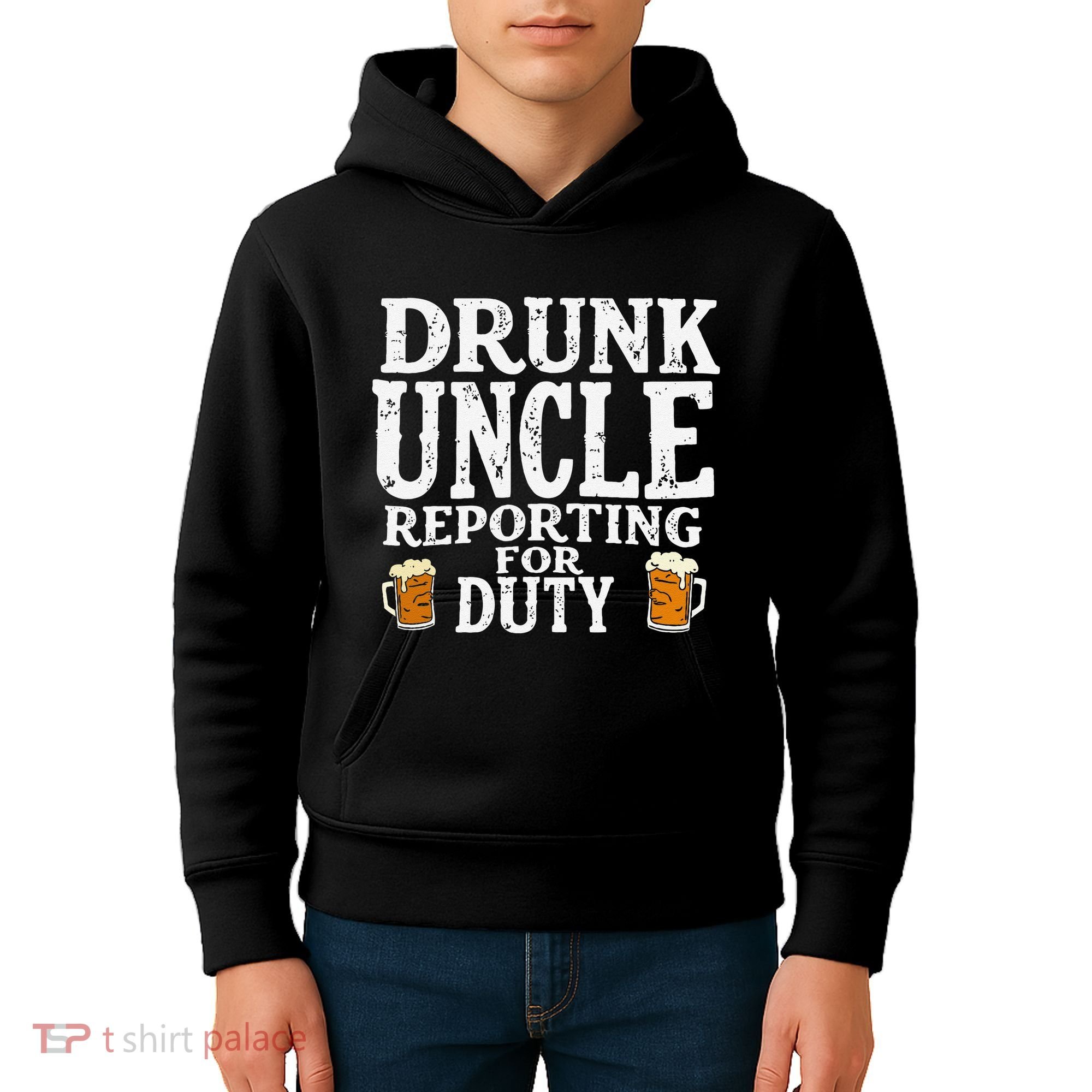 Drunk Uncle Reporting For Duty Kids Hoodie