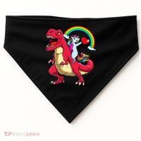 Dabbing Unicorn Riding Dinosaur Valentines Day Rainbow Space Gift USA-Made Doggie Bandana thumb 0