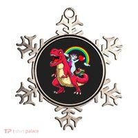 Dabbing Unicorn Riding Dinosaur Valentines Day Rainbow Space Gift Ornament thumb 0
